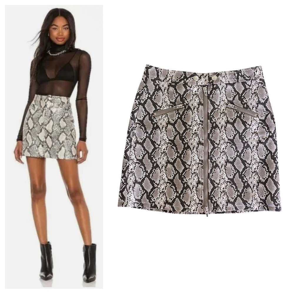 BLANKNYC Faux Leather Snake Print Bodycon Mini Skirt Against All Odds